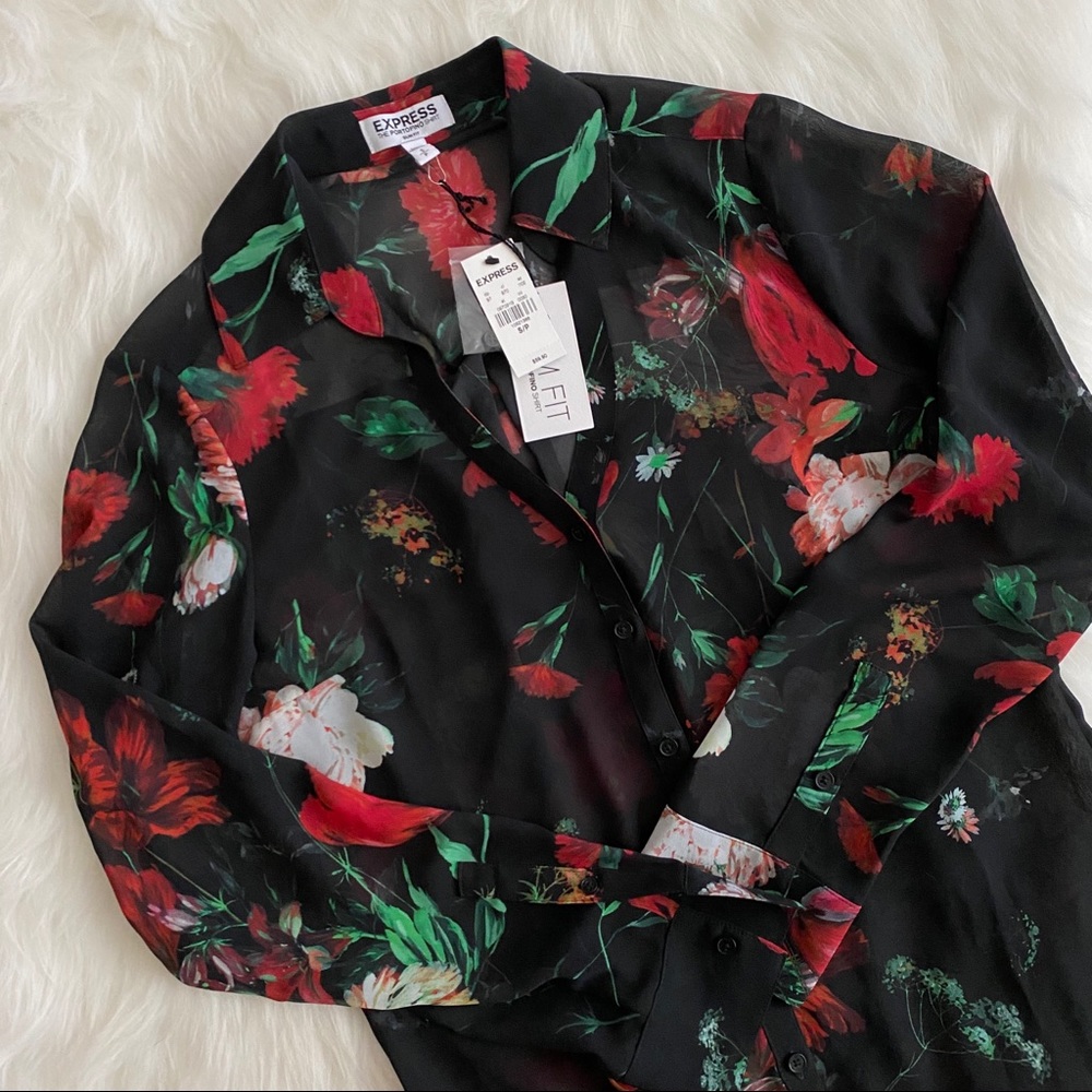 NWT [express] floral portifino blouse - Picture 3 of 5
